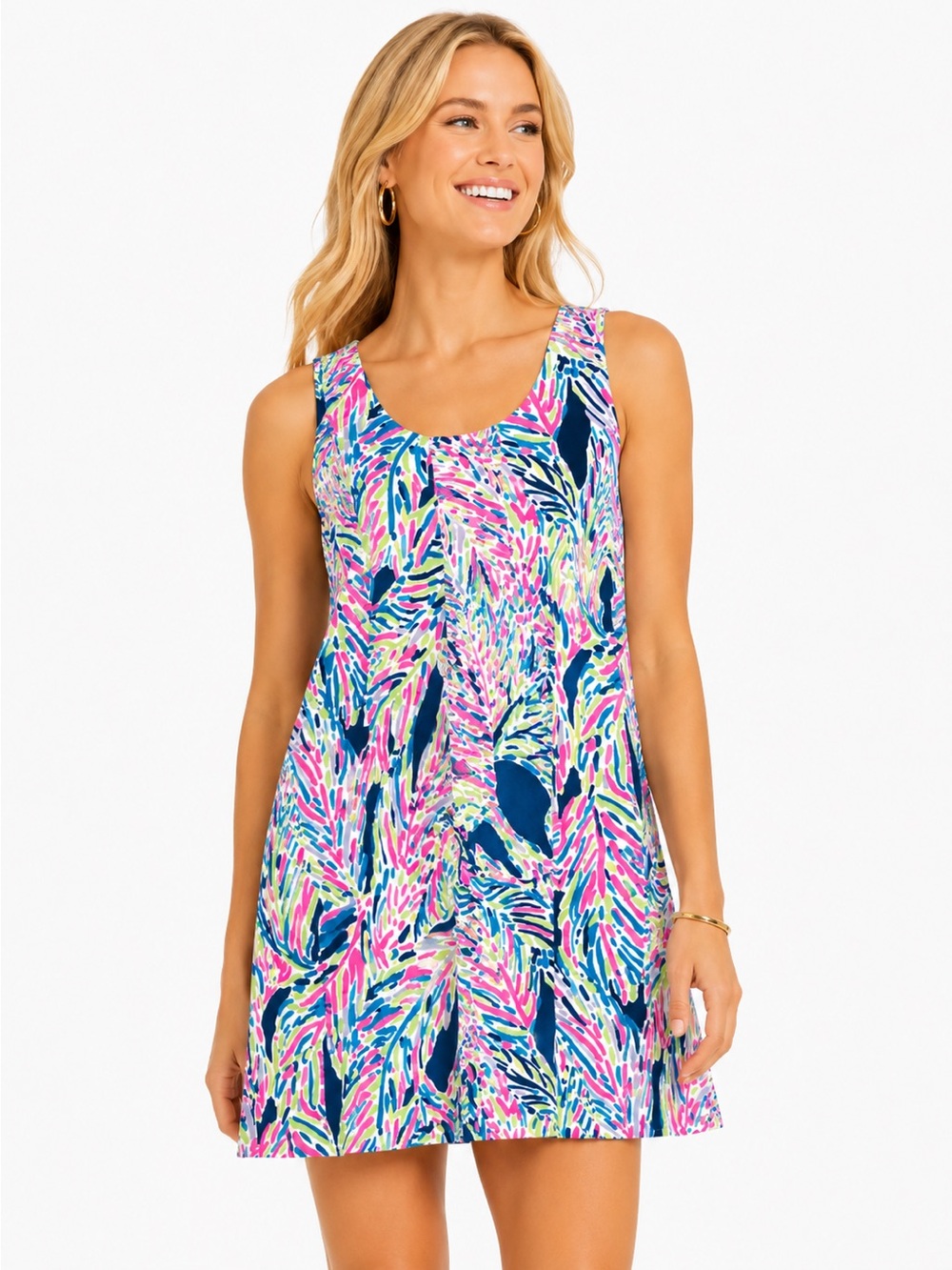 🌺 Lilly Pulitzer Sleeveless Shift Dress Tropical Palm Print